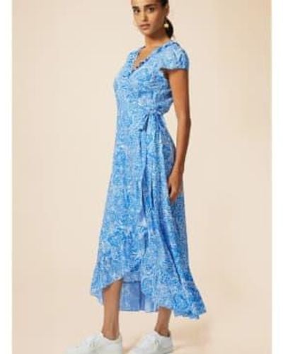 Aspiga Demi Wrap Dress Painted Floral /white Xs - Blue