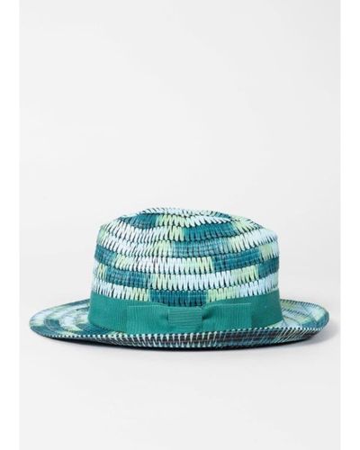 Paul Smith Turquoise Space Dye Trilby Hat - Green