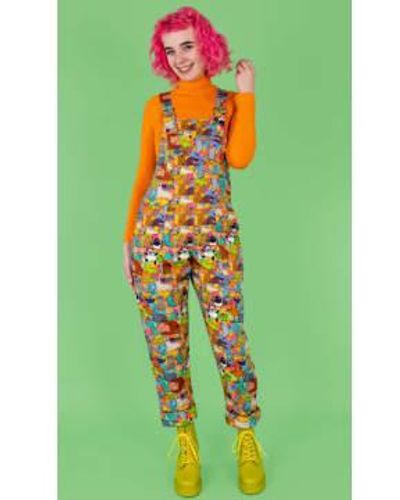 Run and Fly X Katie Abey Weird And Wonderful Stretch Twill Dungarees - Verde