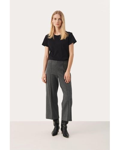 Part Two Ilisan Midi Trousers Or Dark Grey Houndstooth Check - Multicolore