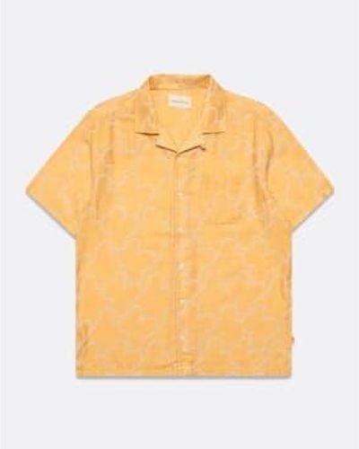 Far Afield Stachio short à manches shirt floral jacquard / gold - Jaune
