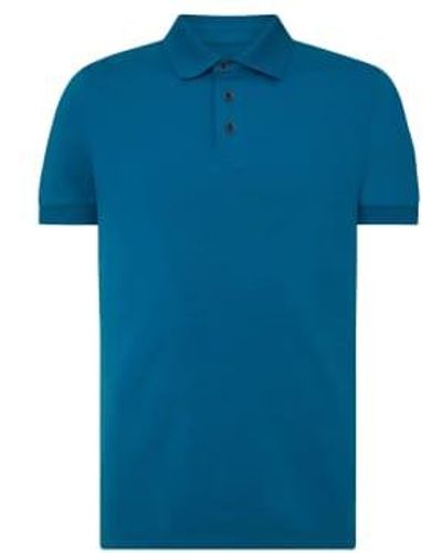 Remus Uomo Textured Collar Polo Shirt Blue M