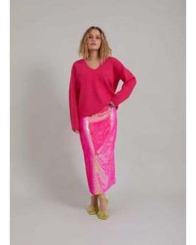 COSTER COPENHAGEN Long Sequin Skirt Pink - Rosa
