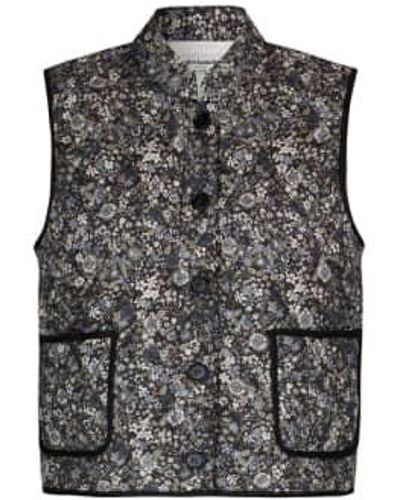 Anorak Lollys Laundry Cairo Waistcoat Gillet Quilted Padded Floral Xs - Grey