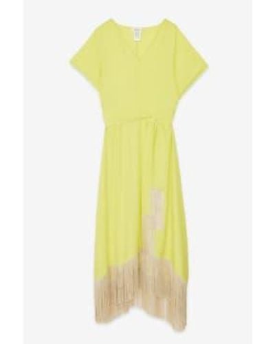 Ottod'Ame Silk Fluid Maxi Dress With Tassels - Yellow