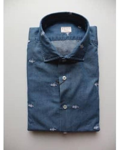 Xacus Camisa collar cutaway lona azul