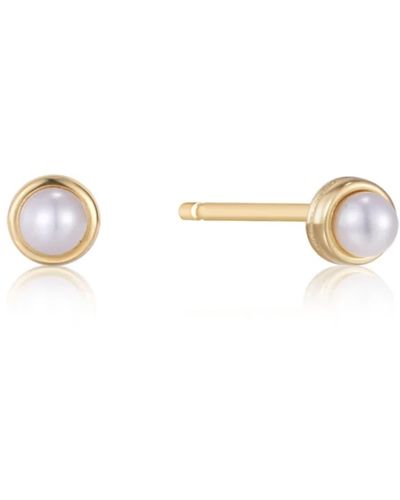 Ania Haie Pearl Cabochon Stud Earrings Plated - Metallic