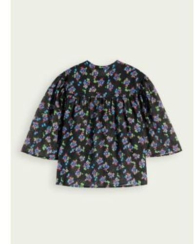 Maison Scotch Flutter Sleeve Shirt Pansy Ikat - Multicolore