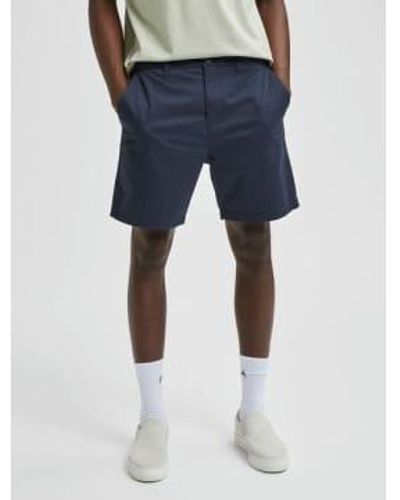 SELECTED Dunkler Sapphire Komfort Homme Flex Shorts - Blau