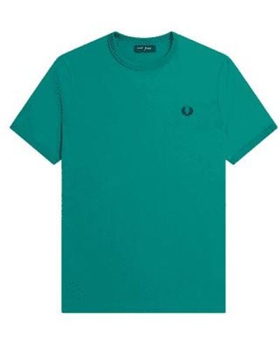 Fred Perry Ringer Tee Deep Mint Green - Verde