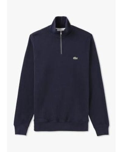 Lacoste Mens Core Essentials Quarter Zip Sweatshirt In - Blu
