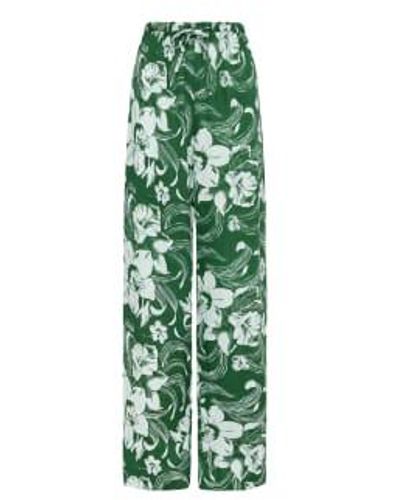 Faithfull The Brand Le Pacifique Trousers In Camara Floral Small - Green