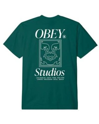 Obey Camisetas estudios icon uomo aventura ver - Verde
