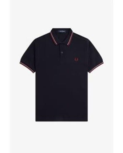 Fred Perry Herren Twin Specped Polo -Hemd - Blau