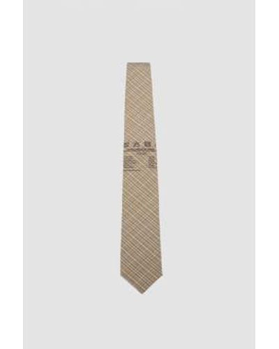 mfpen Label Tie Beige Check - Bianco