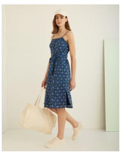 Yerse Geo Print Flows Dress - Blu