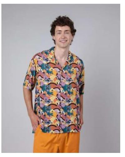 Brava Fabrics Aloha Shirt Yeye Weller Sunshine - Grigio