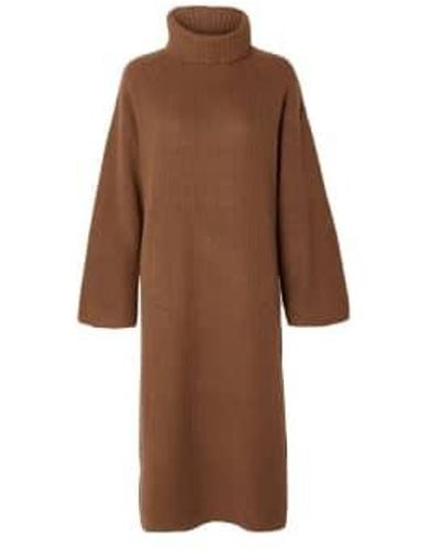 SELECTED Slfelina Rollneck Dress Xs - Brown