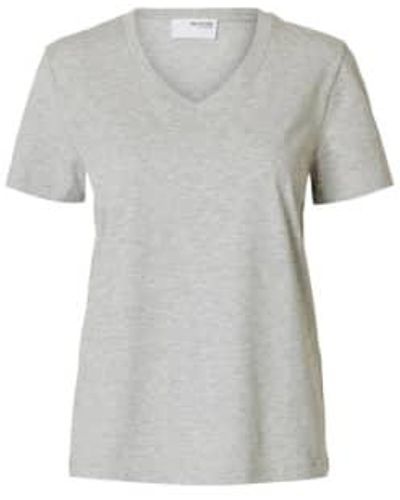 SELECTED V-neck Tee S - Gray