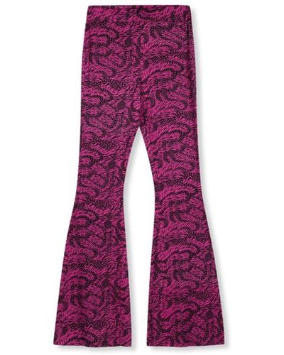 Refined Department Purple Knitted Abba Flared Heart Zebra Trousers