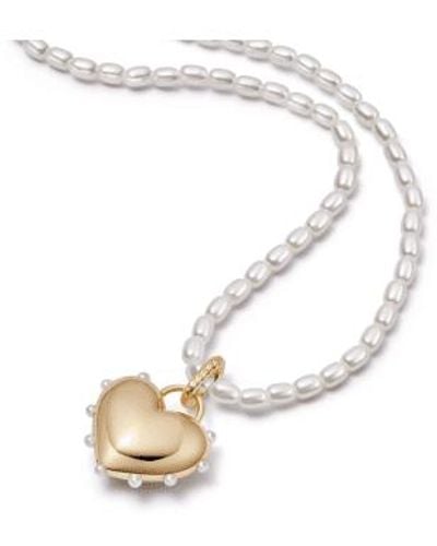 Daisy London Collar perlas corazón gordito camarones - Metálico