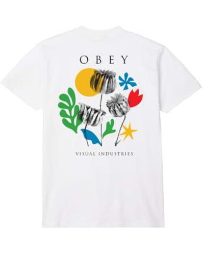 Obey T-shirt ciseaux papiers fleurs - Blanc