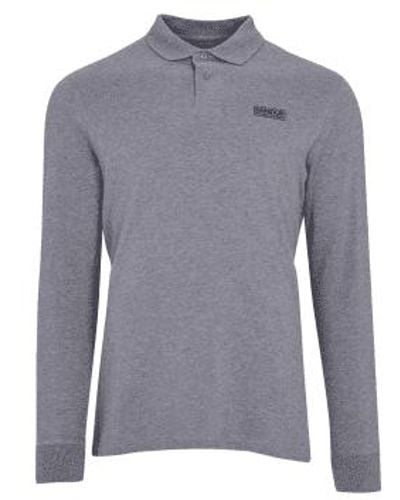 Barbour Anthracite Marl International Essential Long Sleeve Polo Shirt M - Gray