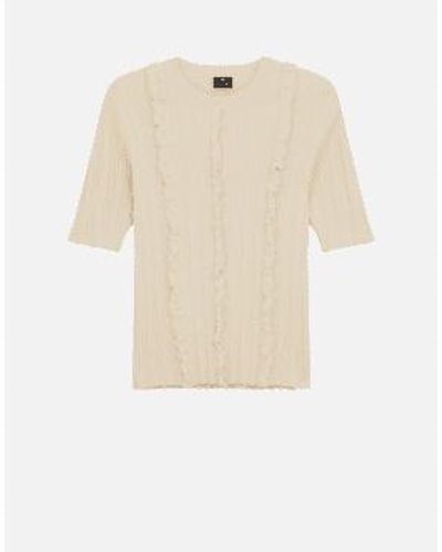 Paul Smith Ruffles Ss Knited Top Col: 03 Ice , Size: M - Natural