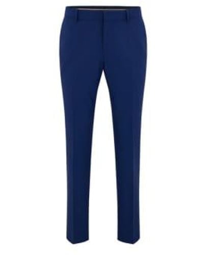 BOSS Stretch Virgin Wool Slimfit Suit Trousers - Blu