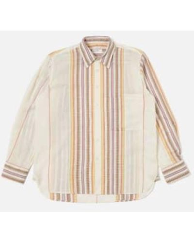 Universal Works Square Pocket Shirt Mala Stripe Ecru S - Natural