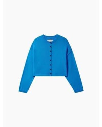 Cordera Cotton Cropped Cardigan Ceruleo One Size - Blue