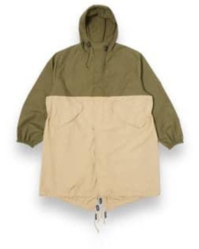 Universal Works Beach Parka 30101 Recycled Poly Tech Olive/sand Xs - Green