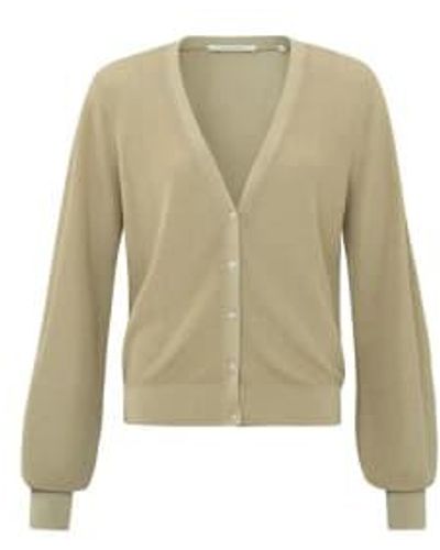 Yaya Cardigan With A V-neck, Long Sleeves And Little Buttons Light Xs Khaki - Green