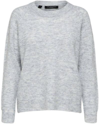 SELECTED Lulu Long Sleeve Knit Sweater Light Melange - Gray