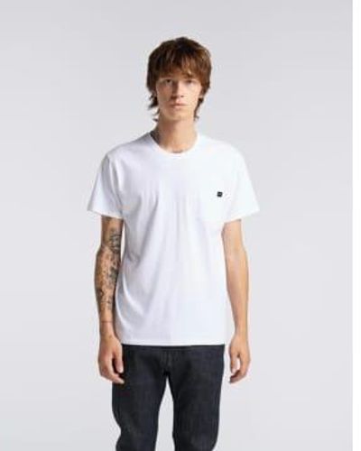 Edwin Camiseta blanca con bolsillo - Blanco