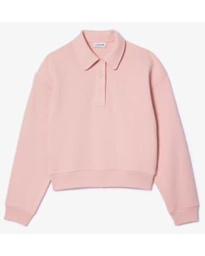 Lacoste Jogger Sweatshirt mit Pole Neck und Stickerei - Pink