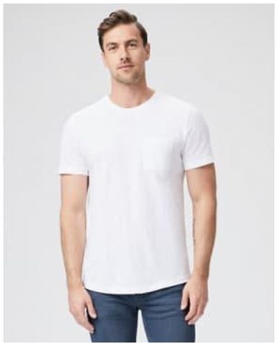 PAIGE Kenneth Crew Slub Cotton T Shirt In Fresh M868F96 7278 - Bianco