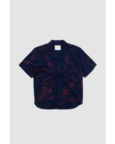 Kardo Ronen Embroidery Shirt S - Blue