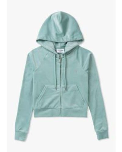 Juicy Couture Womens Madison Hoodie With Diamonte In Surf - Blu