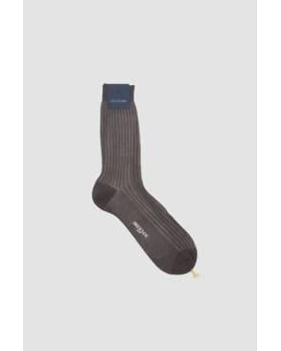 Bresciani Cotton Short Socks Anthracite/ice M - White