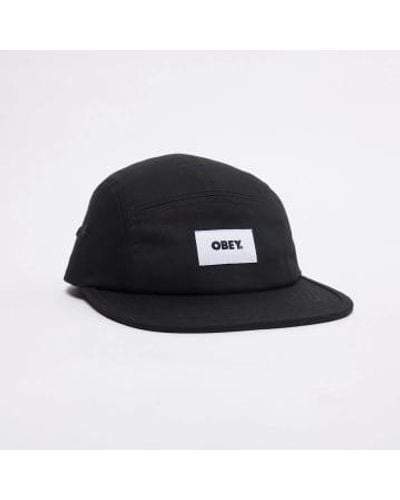 Obey Bold Label Organic 6 Panel Hat One Size - Black