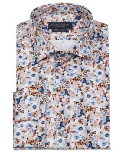Guide London Floral Leaf Print Shirt Multi 1 - Blu