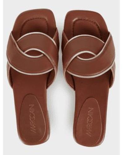 Marc Cain Mules With Braided Straps In Bright Ochre Wb Sg13 L21 Col 447 - Marrone