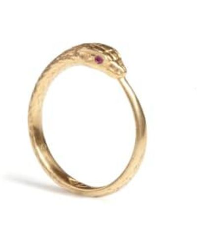 Rachel Entwistle Ouroboros Snake Ring Limited Edition With Rubies J / Vermeil - Metallic