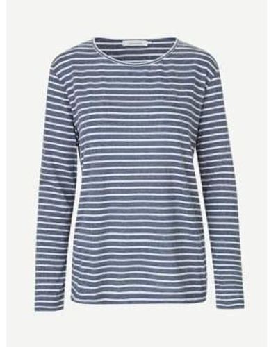 Samsøe & Samsøe Camiseta manga larga nobel a rayas blanco azul