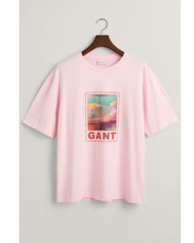 GANT Washed Graphic T Shirt In California 2013078 637 - Rosa
