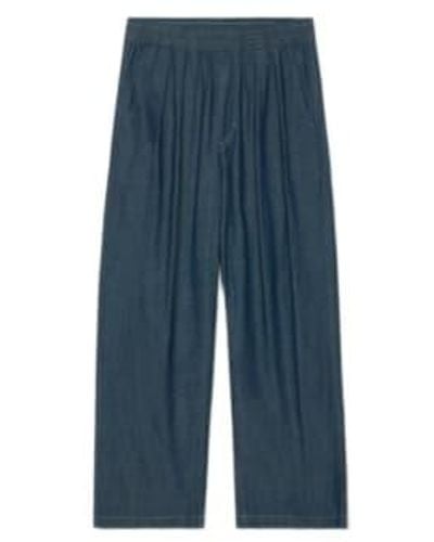 PARTIMENTO Lavage en pierre large pantalon facile - Bleu