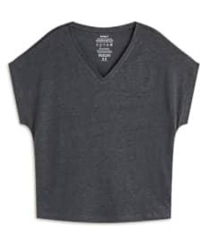 Ecoalf Arenda V Neck Linen T Shirt Caviar Xs - Grey