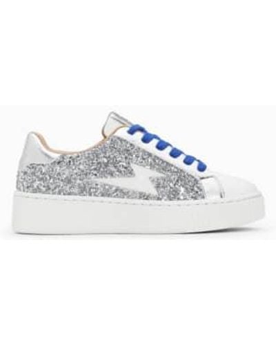 Vanessa Wu Elise Glittery Storm Sneakers With Laces - White
