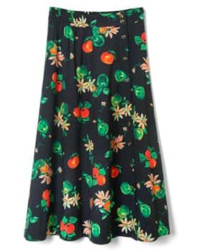 Damson Madder Lowrie Midi Skirt Apple Print M - Green